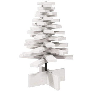 Árvore Natal decorativa 60 cm madeira de pinho maciça branco H