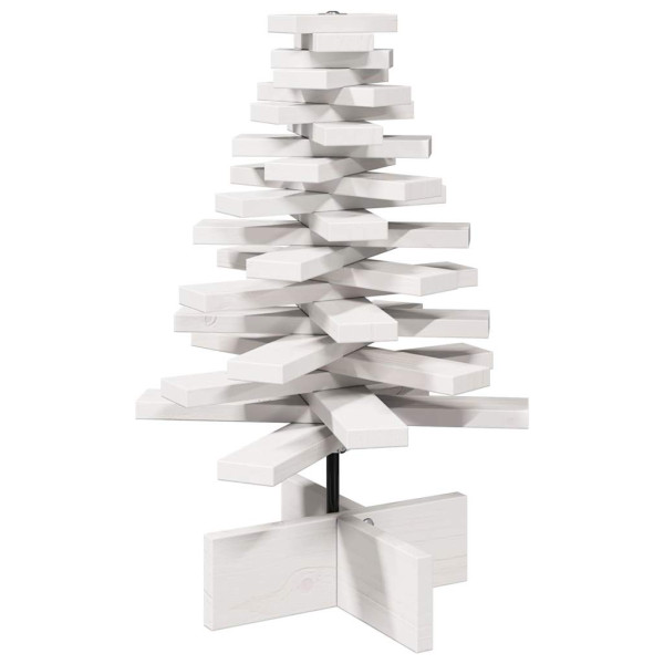 Árvore Natal decorativa 60 cm madeira de pinho maciça branco M 2