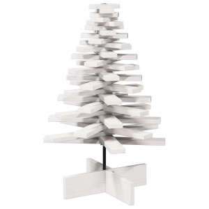 Árvore Natal decorativa 80 cm madeira de pinho maciça branco H
