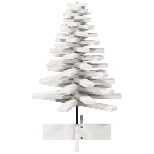 Árvore Natal decorativa 80 cm madeira de pinho maciça branco M 3