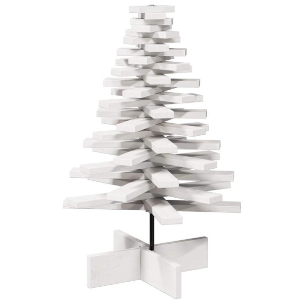 Árvore Natal decorativa 80 cm madeira de pinho maciça branco M 5