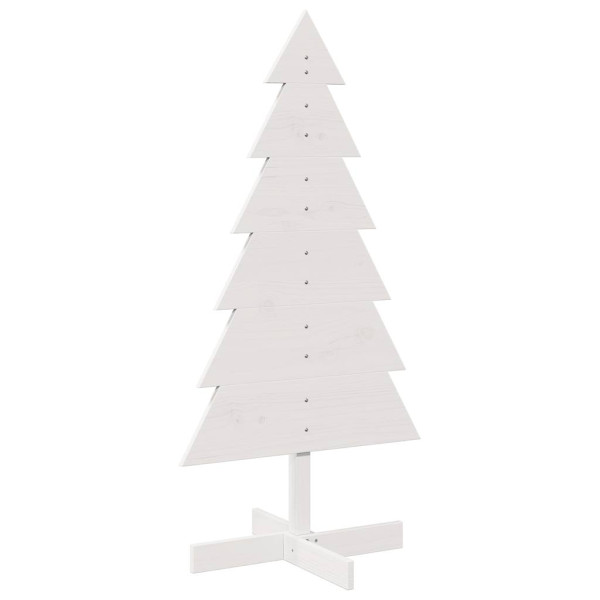 Árvore de Natal decorativa 120cm madeira de pinho maciça branco M 2