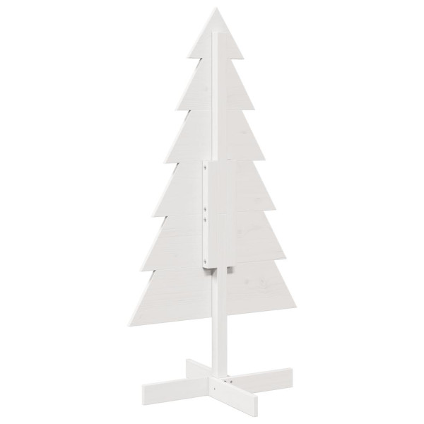 Árvore de Natal decorativa 120cm madeira de pinho maciça branco M 5