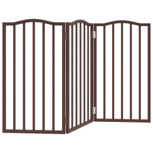 Puerta para perros plegable 3 paneles álamo marrón roble 150 cm H