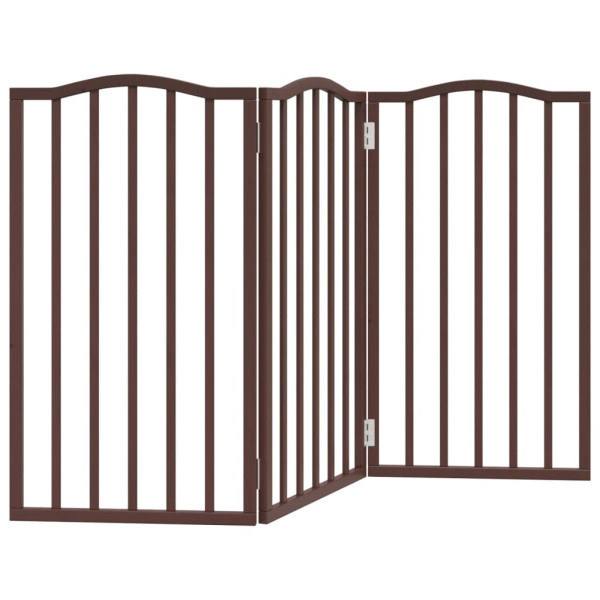 Puerta para perros plegable 3 paneles álamo marrón roble 150 cm M 2