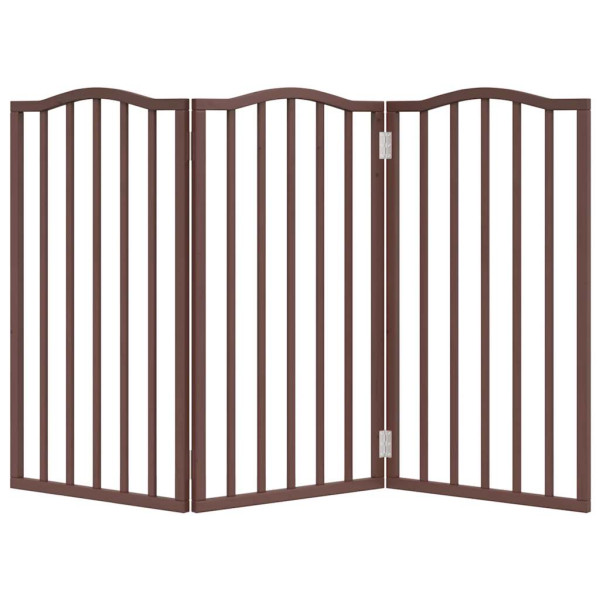 Puerta para perros plegable 3 paneles álamo marrón roble 150 cm M 4