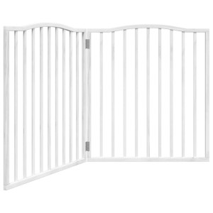 Puerta para perros plegable 2 paneles madera álamo blanca 160cm H