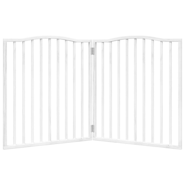 Puerta para perros plegable 2 paneles madera álamo blanca 160cm M 4