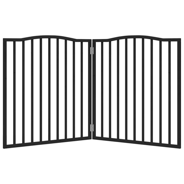 Puerta para perros plegable 2 paneles madera álamo negra 160 cm M 4