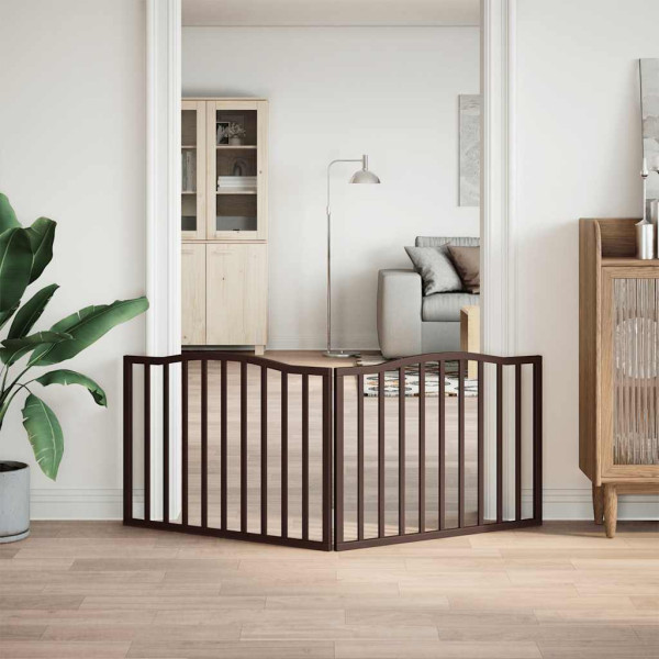Puerta para perros plegable 2 paneles álamo marrón roble 160 cm M 3
