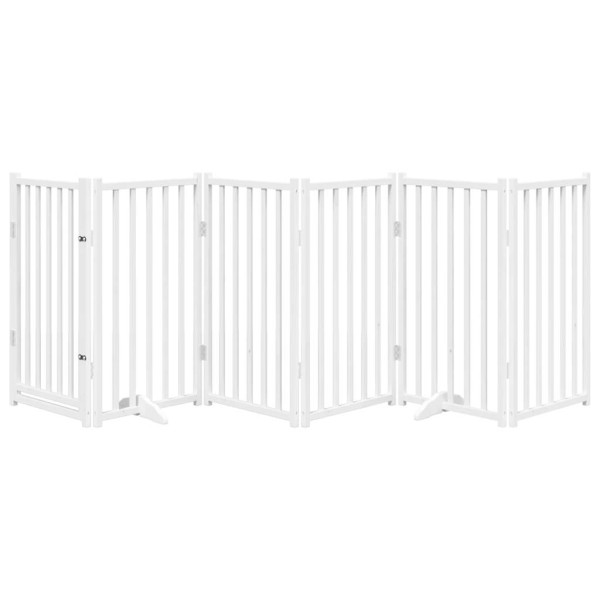 Puerta de perros plegable 6 paneles madera abeto blanco 300 cm M 3