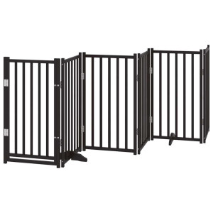 Puerta de perros plegable 6 paneles madera abeto negra 300 cm H
