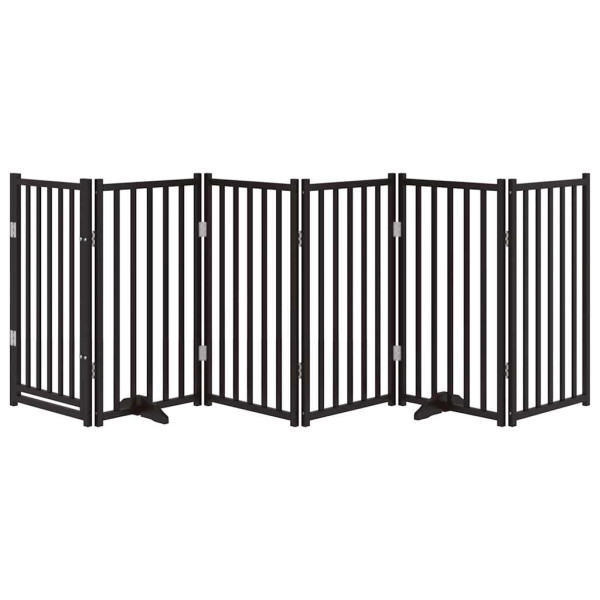 Puerta de perros plegable 6 paneles madera abeto negra 300 cm M 3
