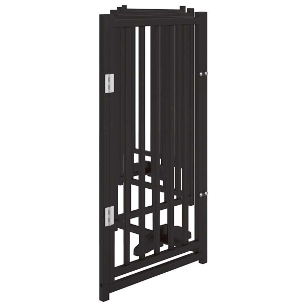 Puerta de perros plegable 6 paneles madera abeto negra 300 cm M 5