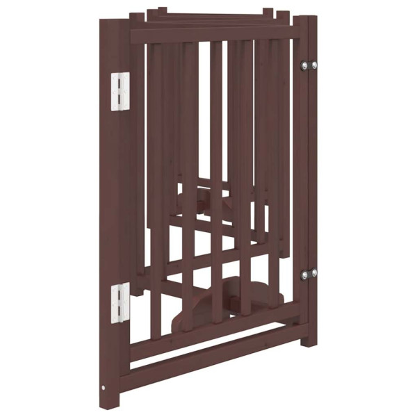 Puerta de perros plegable 6 paneles madera abeto marrón 300 cm M 5