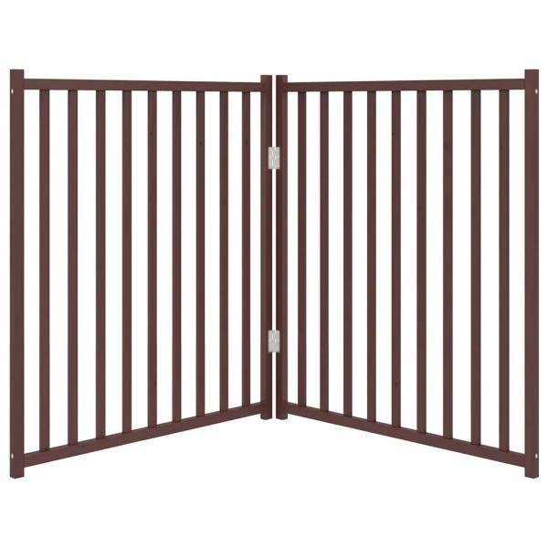 Puerta de perros plegable 2 paneles madera abeto marrón 160 cm M 4