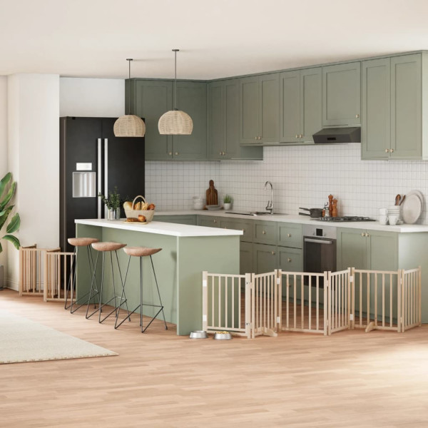 Puerta para perros plegable 12 paneles madera de álamo 600 cm D