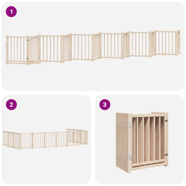 Puerta para perros plegable 12 paneles madera de álamo 600 cm M 5