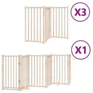 Puerta para perros plegable 15 paneles madera de álamo 750 cm H