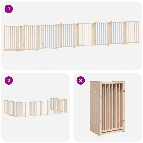 Puerta para perros plegable 15 paneles madera de álamo 750 cm M 5