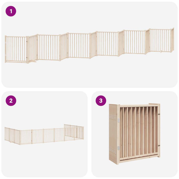 Puerta para perros plegable 12 paneles madera de álamo 960 cm M 5