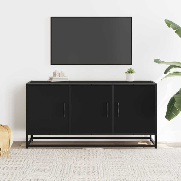 Mueble de TV madera de ingeniería y metal negro 100x35x50 cm M 3