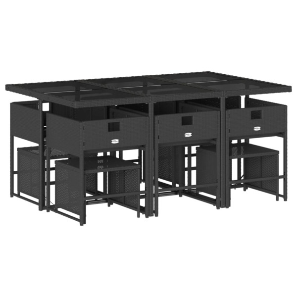 Set de comedor jardín 11 pzas con cojines ratán sintético negro M 3