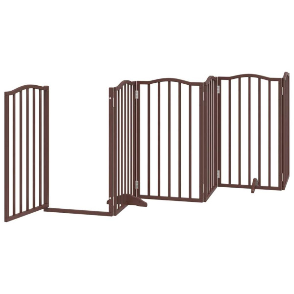 Puerta de perros plegable 9 paneles madera álamo marrón 450 cm M 4