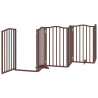 Puerta de perros plegable 9 paneles madera álamo marrón 450 cm 4