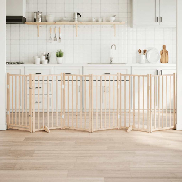 Puerta para perros plegable 6 paneles madera de álamo 300 cm D