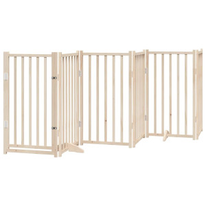 Puerta para perros plegable 6 paneles madera de álamo 300 cm H