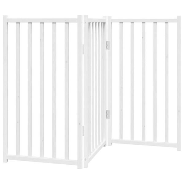 Dobrável cães porta 3 painéis de madeira de abeto branco 150 cm M 2