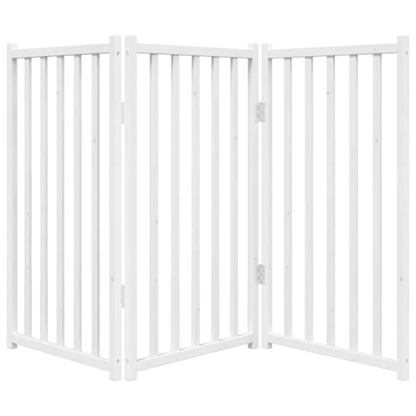 Puerta de perros plegable 3 paneles madera abeto blanco 150 cm M 4