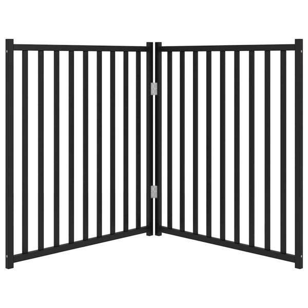 Puerta de perros plegable 2 paneles madera abeto negro 160 cm M 4