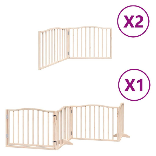 Puerta para perros plegable 8 paneles madera de álamo 640 cm M 2
