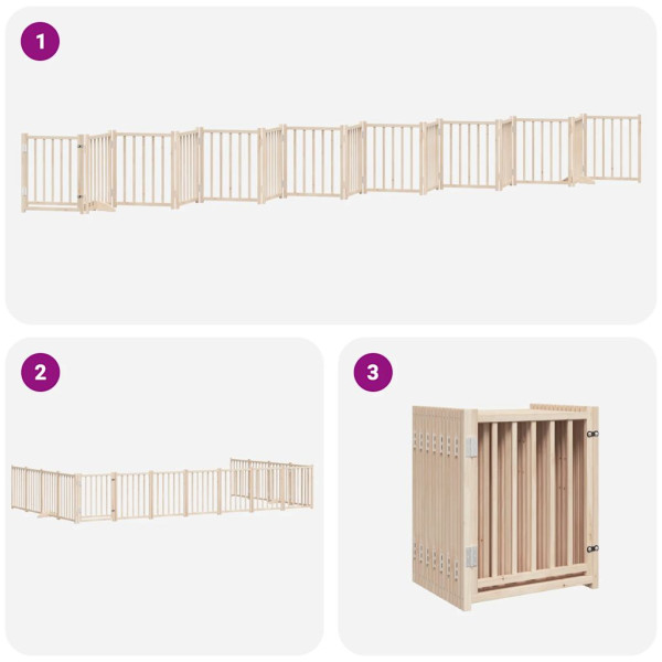 Puerta para perros plegable 15 paneles madera de álamo 750 cm M 5