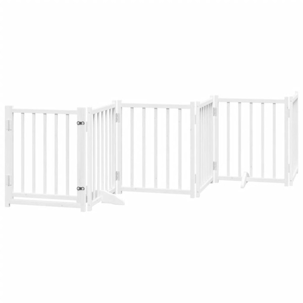 Puerta para perros plegable 9 paneles madera álamo blanca 450cm M 3