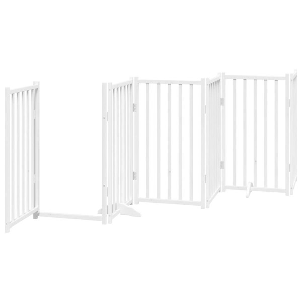 Puerta de perros plegable 15 paneles madera álamo blanca 750 cm M 4