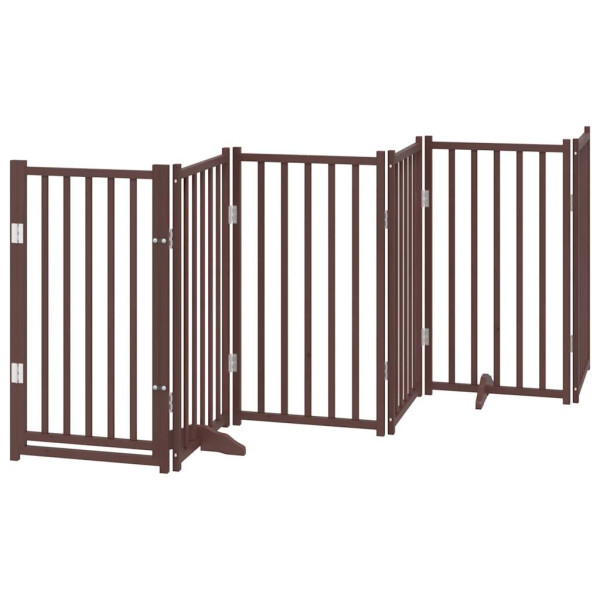 Puerta de perros plegable 15 paneles madera álamo marrón 750 cm M 3