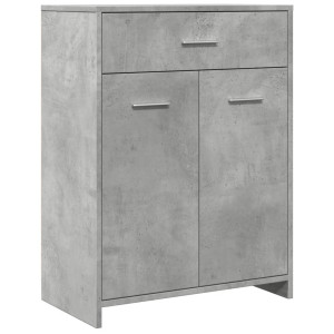 Armario de baño madera contrachapada gris hormigón 60x33x80 cm H