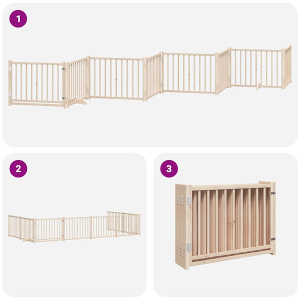Puerta para perros plegable 8 paneles madera de álamo 640 cm M 5