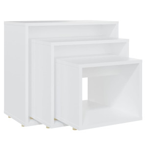 Mesas de encastrar 3 pcs contraplacado branco H