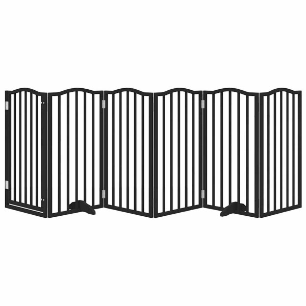 Puerta para perros plegable 6 paneles madera álamo negra 300 cm M 3