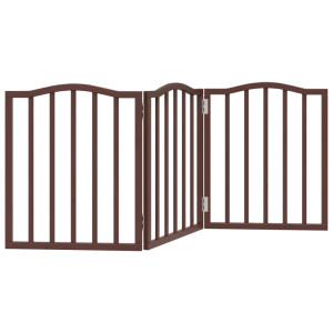 Puerta para perros plegable 3 paneles álamo marrón roble 150 cm H