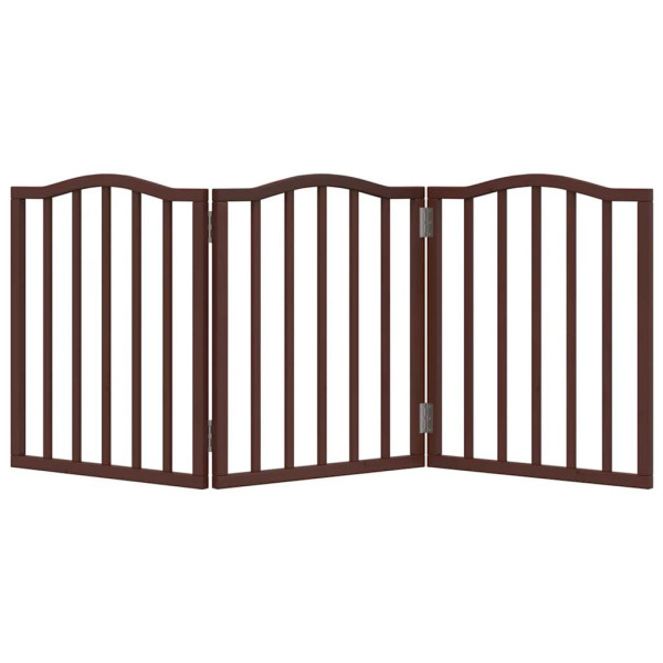 Puerta para perros plegable 3 paneles álamo marrón roble 150 cm M 4