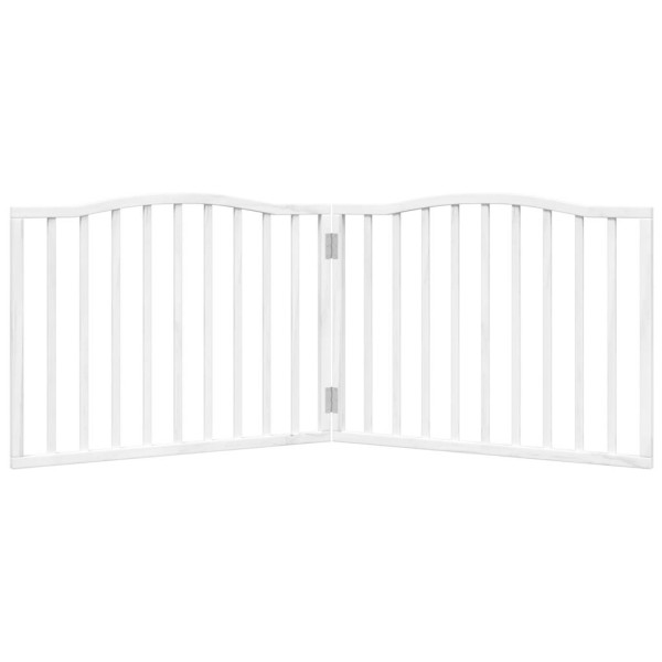 Puerta para perros plegable 2 paneles madera álamo blanca 160cm M 4