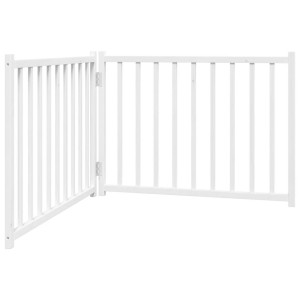 Puerta de perros plegable 2 paneles madera abeto blanco 160 cm H