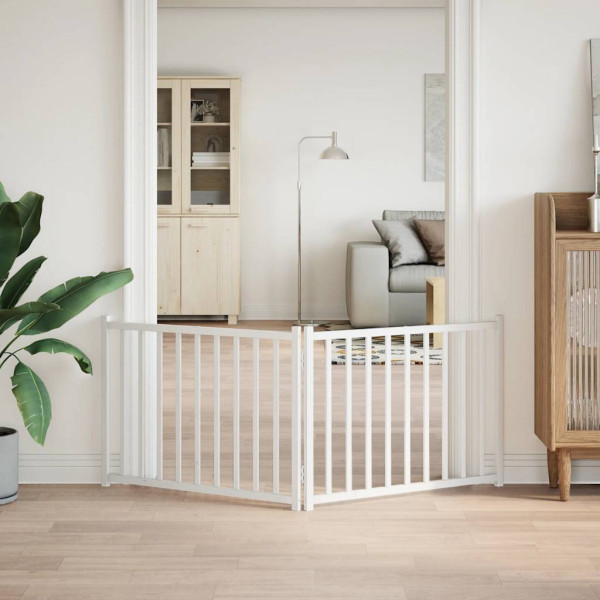 Puerta de perros plegable 2 paneles madera abeto blanco 160 cm M 3
