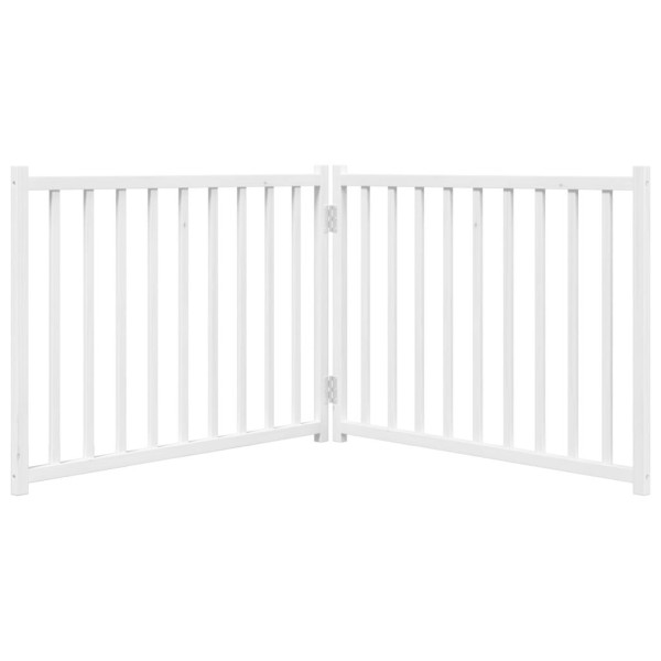 Puerta de perros plegable 2 paneles madera abeto blanco 160 cm M 4