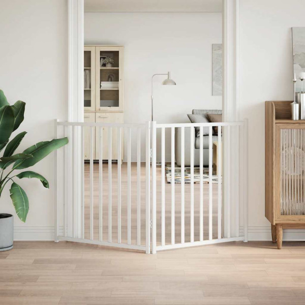 Porta de cães dobráveis 2 painéis de madeira de abeto branco 160 cm M 3